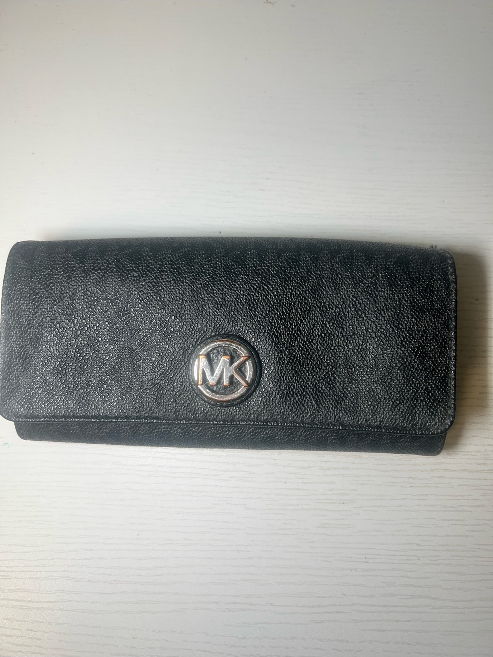 Michael Kors Black Continental Wallet with MK Medallion
